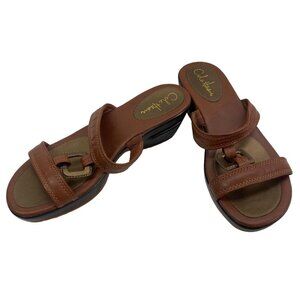 COLE HAAN Women Sandals Size 10 Brown Sasha Slide Wedge Summer Beach Spring s-9